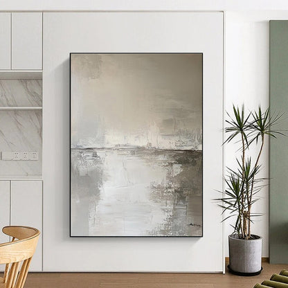 Gaint Canvas Art Gray & White Abstract Water Scene, Modern Art Acrylic DPS487