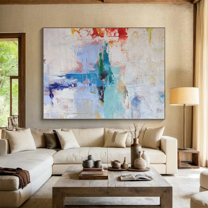 Oversized Abstract Wall Art Multicolor Textured Abstract Art PT360