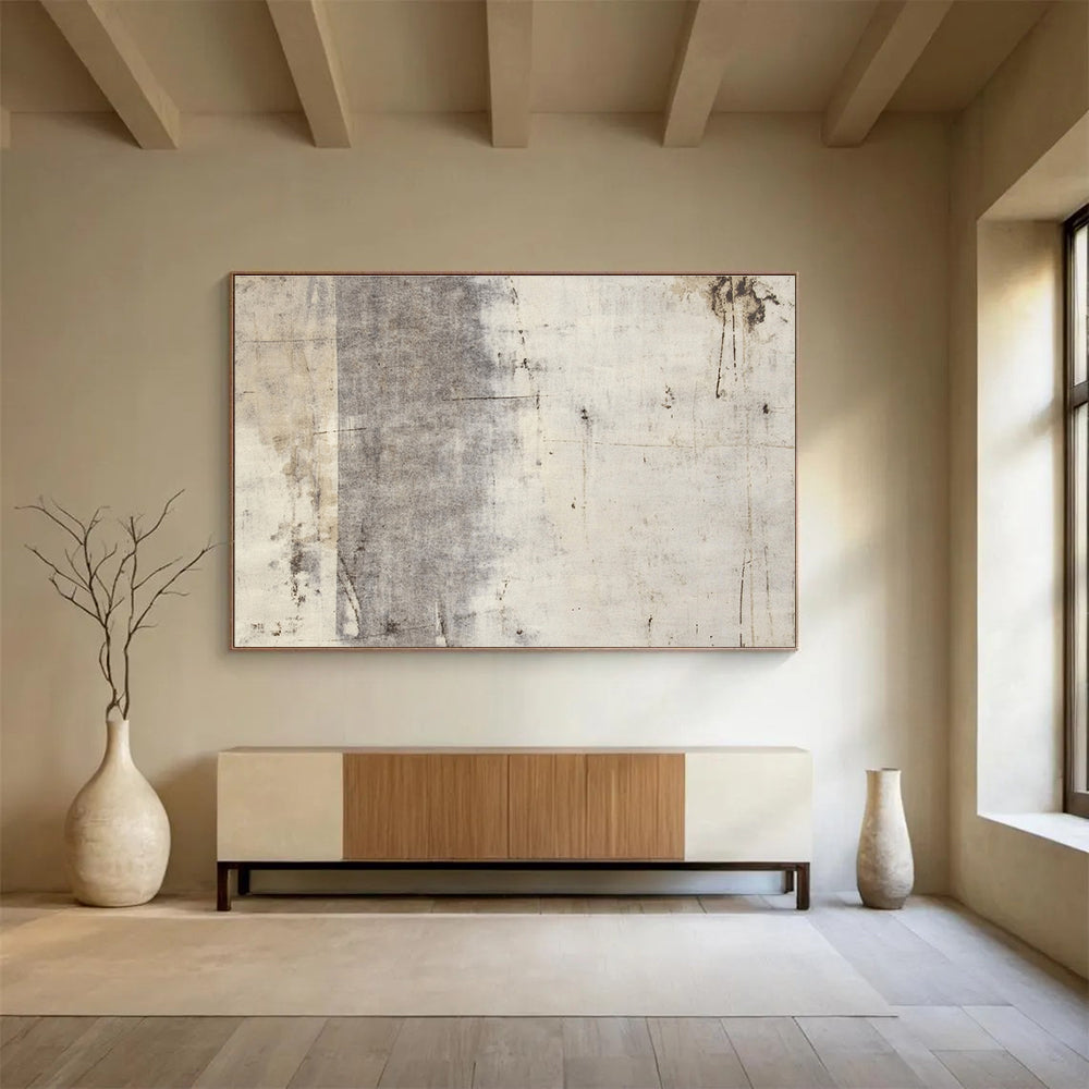 Minimalist Canvas Art Gray & Beige Textured Abstract Painting HPS256