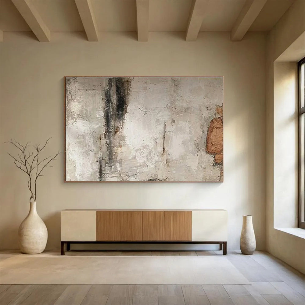 Large Size Beige, Gray, and Brown Textured Abstract Minimalist Art HPS374