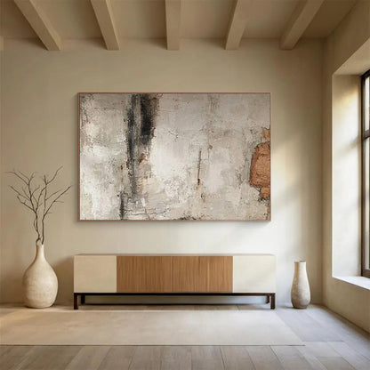 Large Size Beige, Gray, and Brown Textured Abstract Minimalist Art HPS374