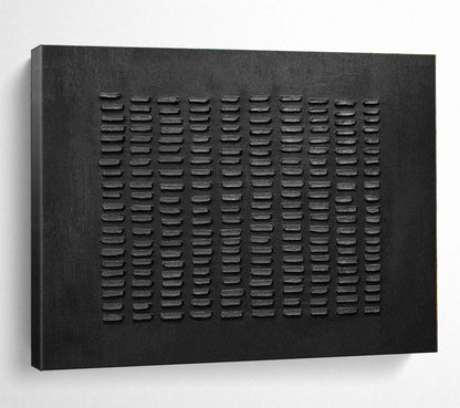 Oversized Abstract Wall Art Black Textured Grid Abstract On Canvas HPS030