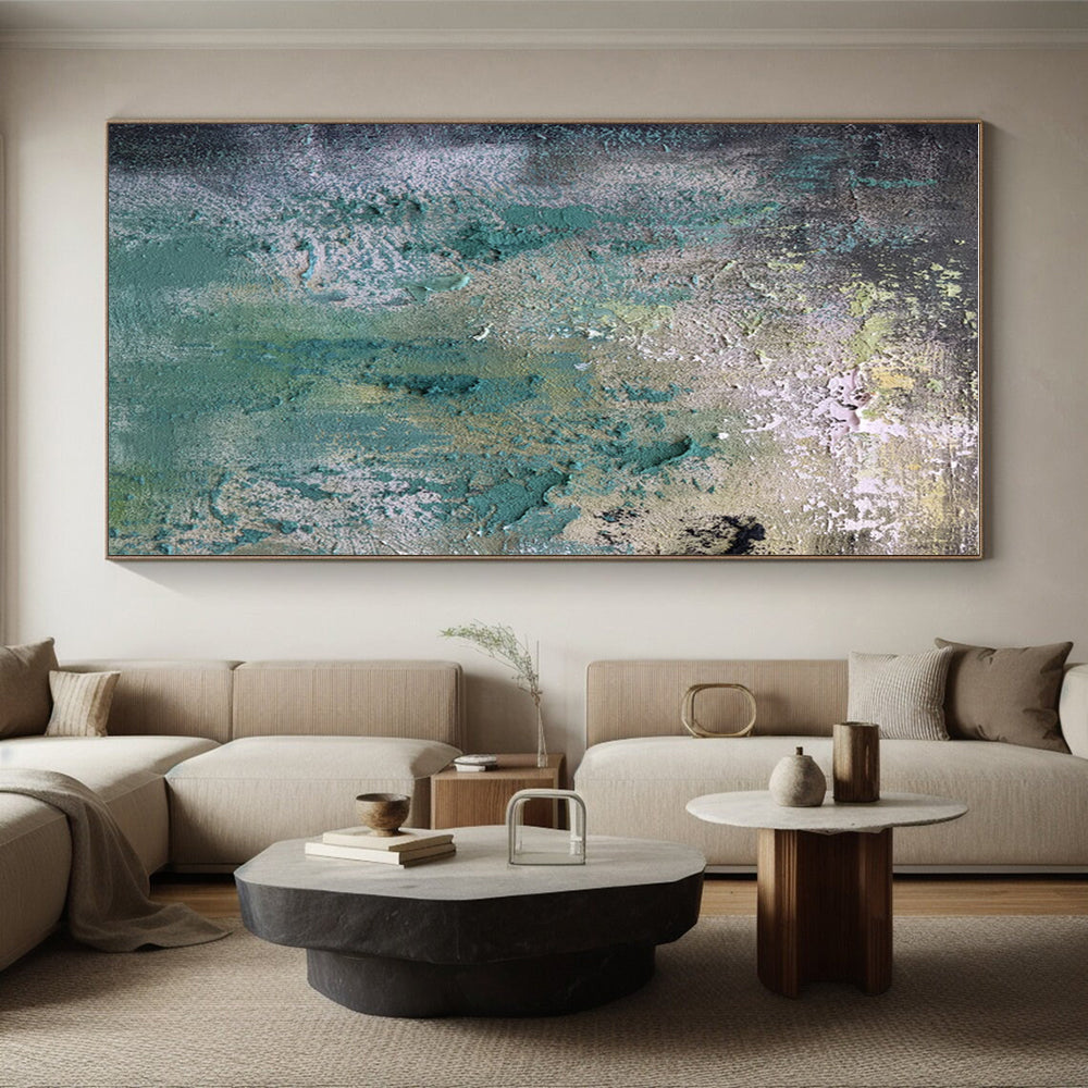 Cool Abstract Paintings Teal Green Textured Abstract Art PT504