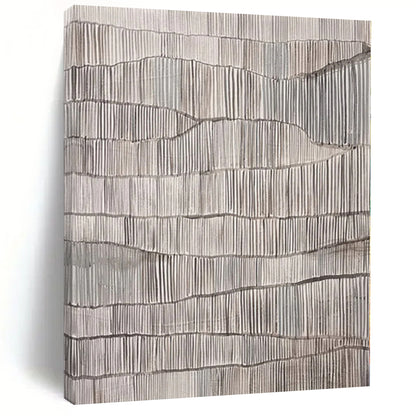 Minimalist Canvas Art in Grey and White with Textured Linear Patterns PT016