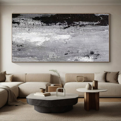 Cool Abstract Paintings Black, Gray, and White Textured Abstract Art PT705
