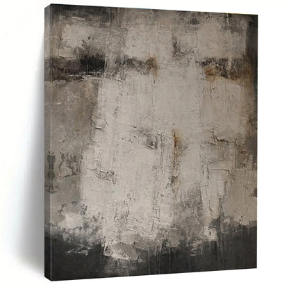Handmade Art in Gray and White Textured Abstract Composition, Acrylic Modern Art PT318