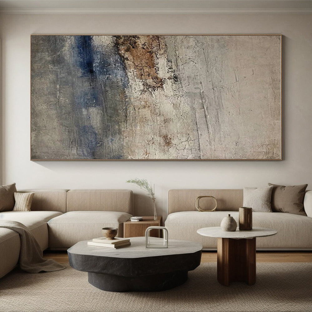 Hand-Painted Gray, Brown, and Blue Textured Abstract Art, Acrylic Modern Art Painting PT321