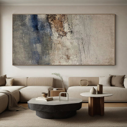 Hand-Painted Gray, Brown, and Blue Textured Abstract Art, Acrylic Modern Art Painting PT321