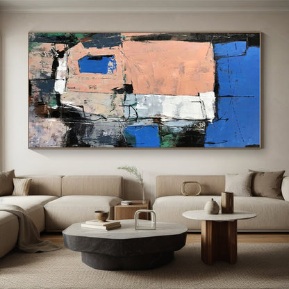 Acrylic Modern Art Paintings Blue Pink Abstract Urban Architecture Art PT454