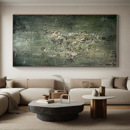 Hand Painting Green Textured Abstract Landscape, Paintings For House PT534