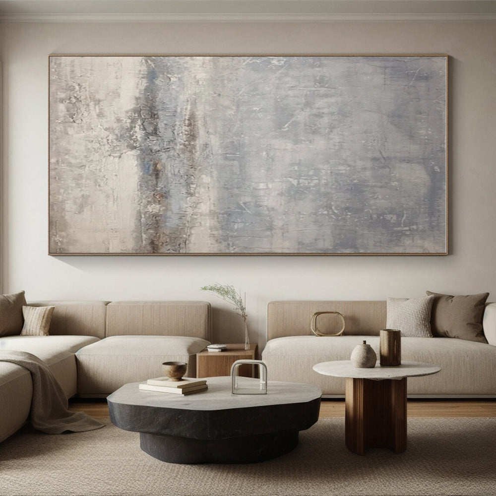 Hand Painted Art in Grey and Beige Abstract Textural Layers PT223