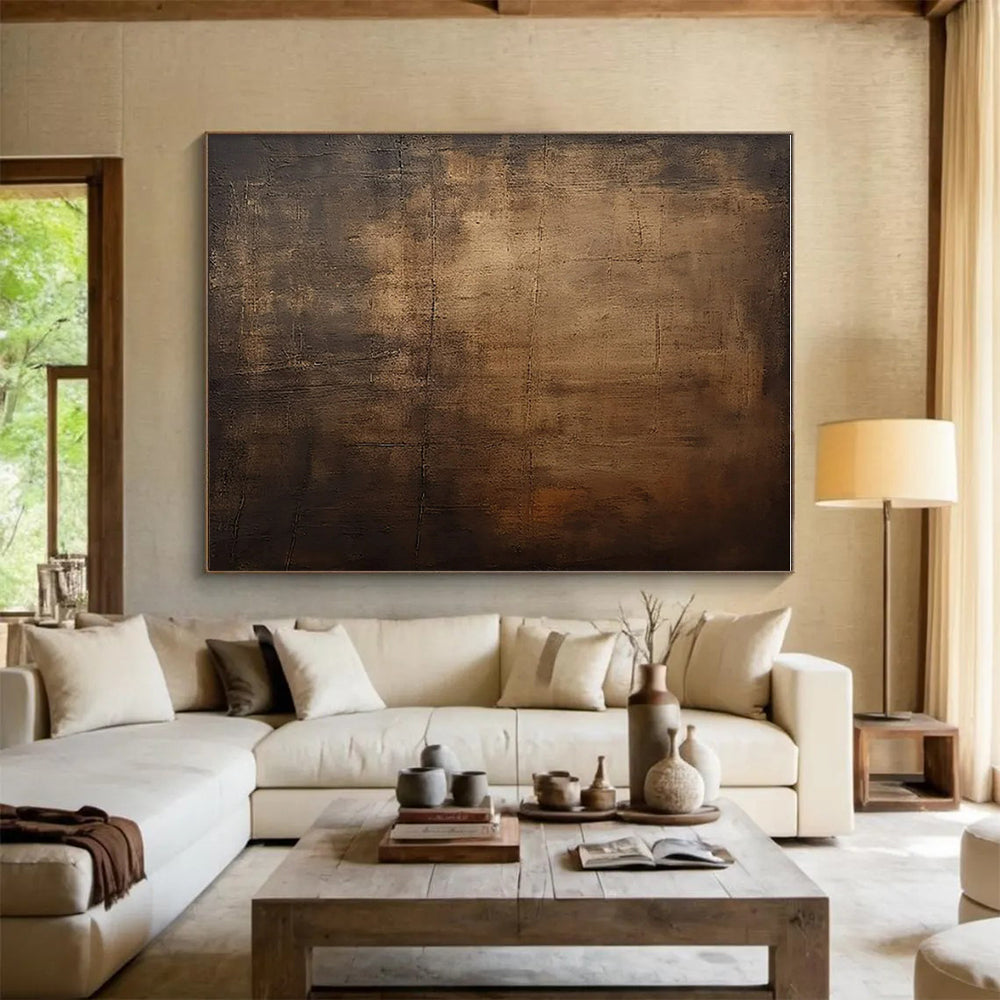 Unique Abstract Art Brown Textured Monochromatic Abstract Painting PT623