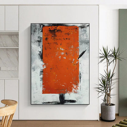 Large Size Orange Gray Black Textured Abstract Art PT403