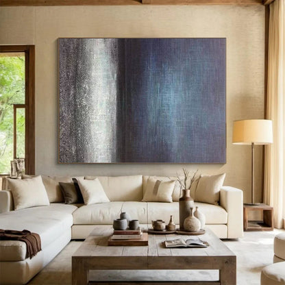 Minimalist Canvas Art in Blue and Grey Abstract Gradient Landscape PT253