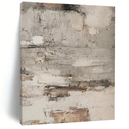 Hand Painted Art Gray, Beige, and Brown Textured Abstract Piece, Modern Art Acrylic PT319
