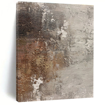 Hand-Painted Brown, Gray, and White Textured Abstract Art, Acrylic Modern Art Painting PT311