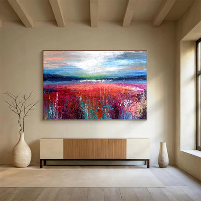 Large Contemporary Wall Art Colorful Landscape Abstract On Canvas HPS008