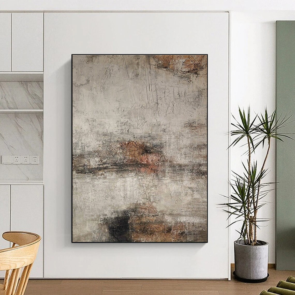 Large Contemporary Wall Art Gray and Brown Textured Abstract Art PT629