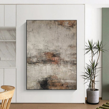 Large Contemporary Wall Art Gray and Brown Textured Abstract Art PT629