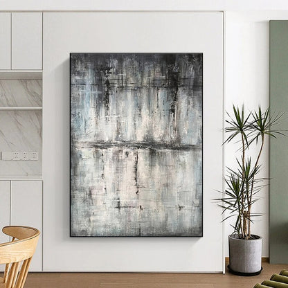 Hand Painted Art Gray Black Textured Abstract Art PT391
