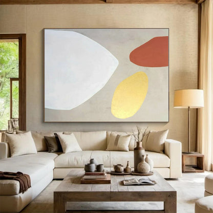 Hand-Painted Terracotta, Gold, and White Abstract Art PT643