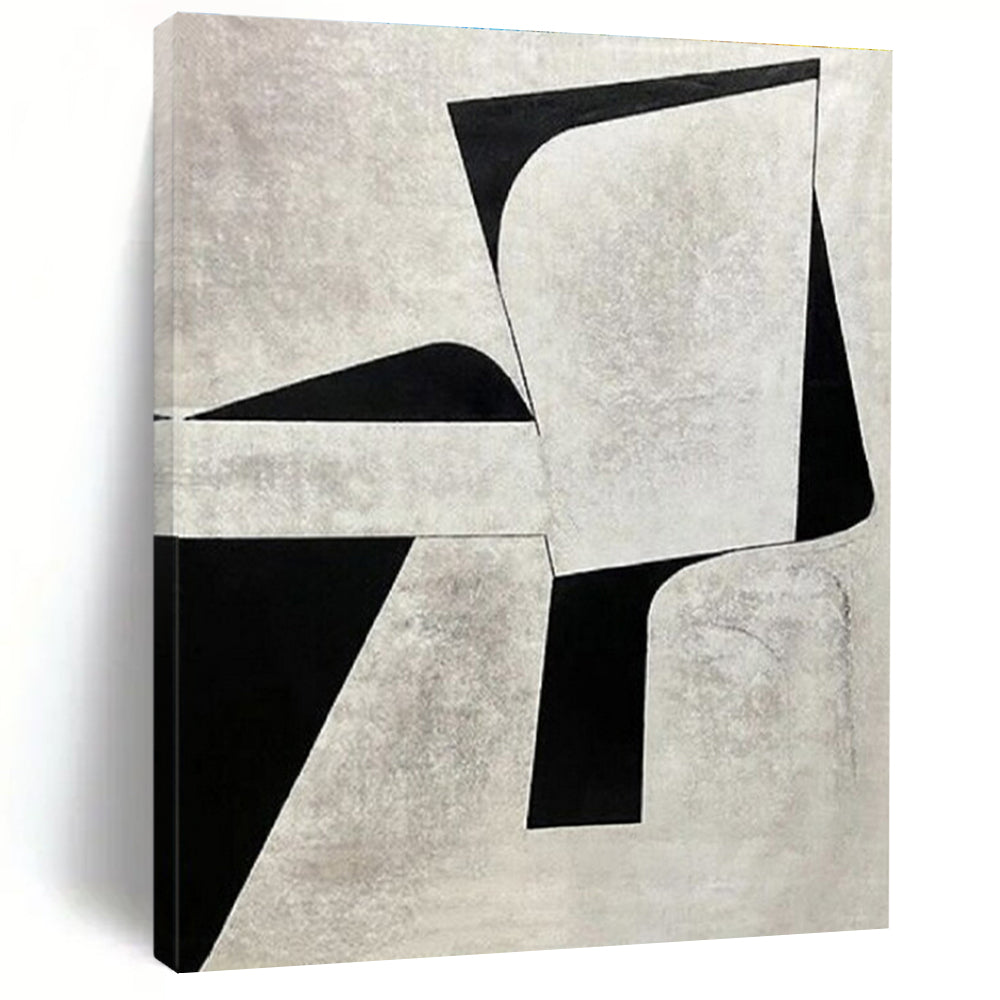 Minimalist Canvas Art Black and White Geometric Abstract, Modern Art Acrylic PT552