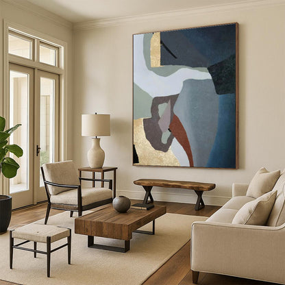 Unique Abstract Art Multicolor Geometric Abstract Art with Gold Accents PT424