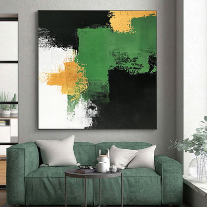 Green Black Gold White Abstract Art PT145
