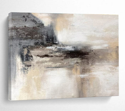 Oversized Abstract Wall Art Gray and Beige Textured Abstract Landscape Art HPS347