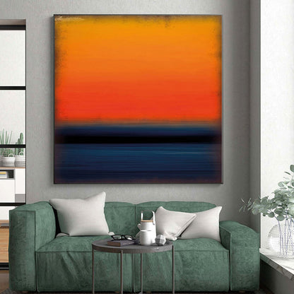 Large Painting In Living Room Orange & Blue Textured Abstract Painting On Canvas PT100
