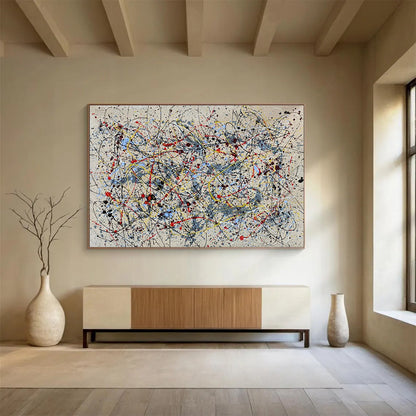Large Painting In Living Room Multicolor Splatter Abstract Expressionist Art HPS365