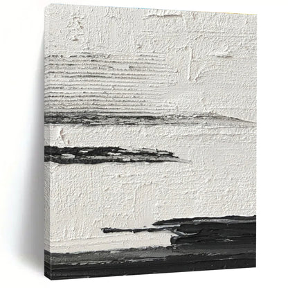 Hand-Painted Black and White Textural Abstract Landscape Painting PT268