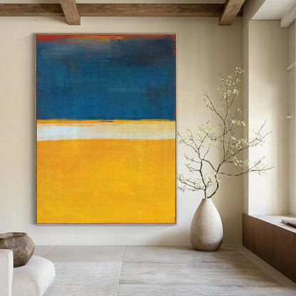 Large Size Blue, Yellow, White & Red Abstract Color Block, Large Contemporary Wall Art DPS497