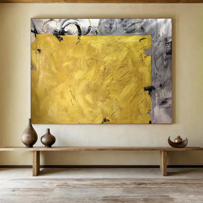 Oversized Abstract Wall Art Yellow & Gray Abstract Textured Art HPS218