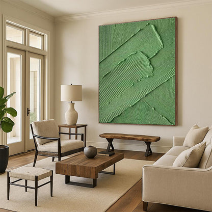 Large Painting In Living Room Green Textured Abstract Acrylic Art PT340