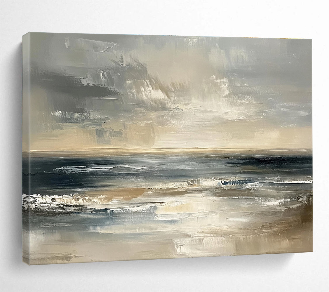 Buy Abstract Art Online Gray, Beige, and Black Textured Seaside Abstract Art HPS319