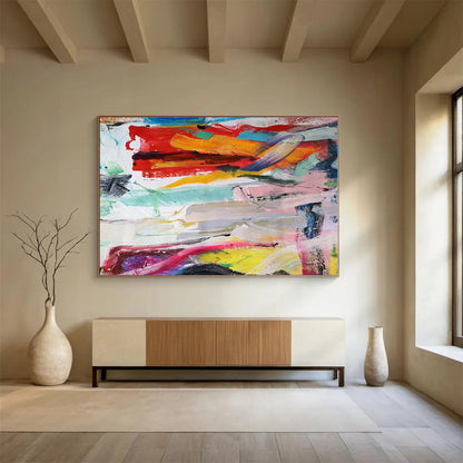 Modern Art Acrylic Vibrant Multicolor Abstract Painting On Canvas HPS086