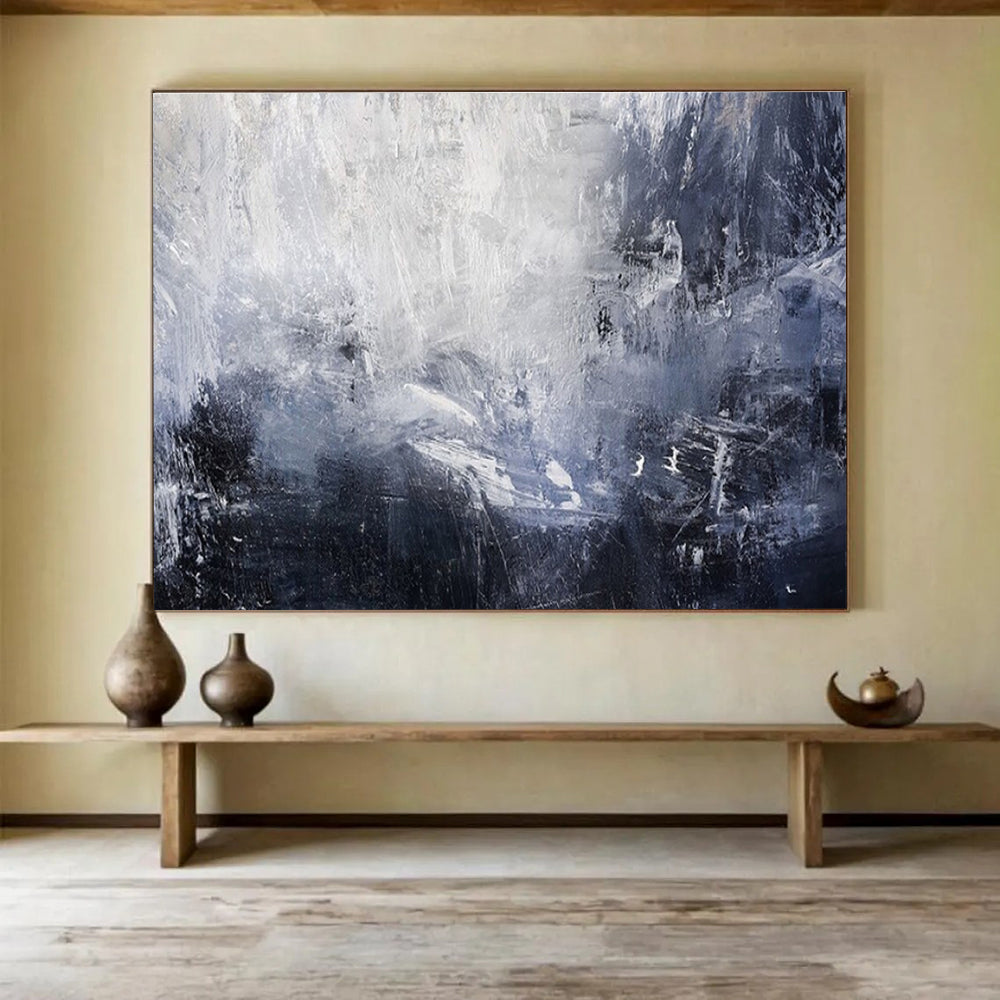 Cool Abstract Paintings Gray and White Textured Abstract Art HPS388
