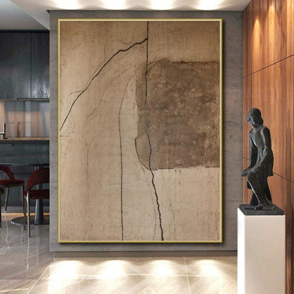 Handmade Art Beige & Brown Textured Abstract Painting On Canvas PT106