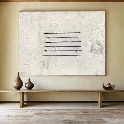 Cool Abstract Paintings Black & White Linear Minimalist Art HPS230