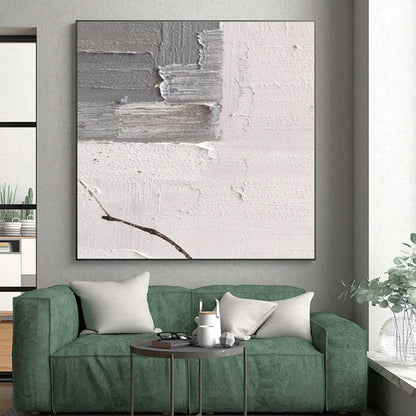 Handmade Art in Grey and White Textural Abstract Layers Painting PT263