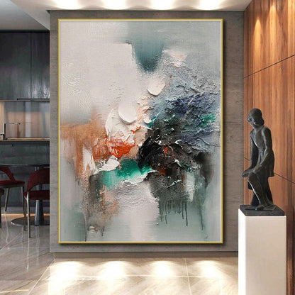 Acrylic Modern Art Paintings Multicolor Textured Abstract Painting On Canvas PT097