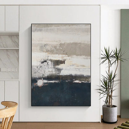 Large Size Gray, White, and Dark Blue Textured Abstract Art, Modern Art Acrylic PT322