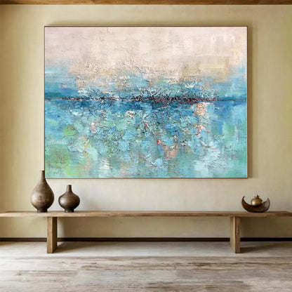 Unique Abstract Art Blue & Green Textured Sea Abstract Painting On Canvas HPS092