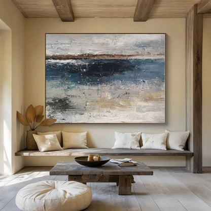 Minimalist Canvas Art Neutral Tones Textured Coastal Abstract Painting On Canvas HPS077