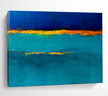 Modern Art Acrylic Blue & Orange Abstract Painting On Canvas HPS096