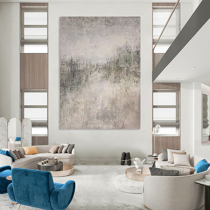 Large Size Gray & Beige Abstract Urban Scene, Oversized Abstract Wall Art DPS489