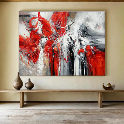 Paintings For House Red, White, and Black Expressive Abstract Art HPS330