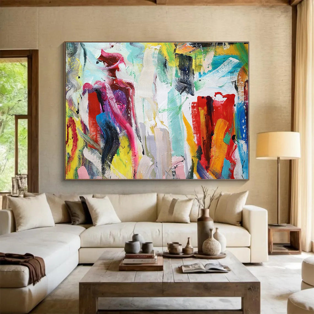 Acrylic Modern Art Paintings Vibrant Multicolor Figurative Abstract Painting On Canvas HPS083