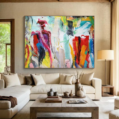 Acrylic Modern Art Paintings Vibrant Multicolor Figurative Abstract Painting On Canvas HPS083